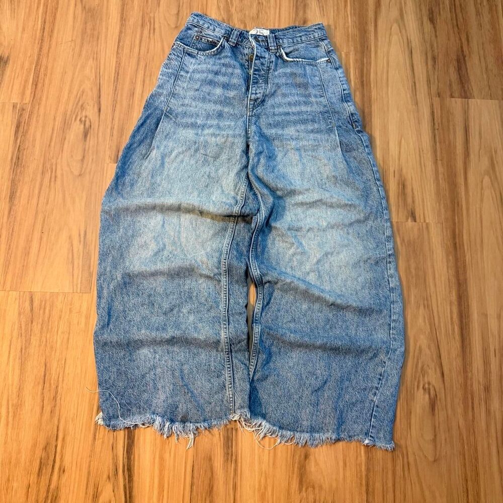 We The Free Womens Blue Distressed Baggy Wide Leg Denim Jeans Size 25 - Picture 1 of 8